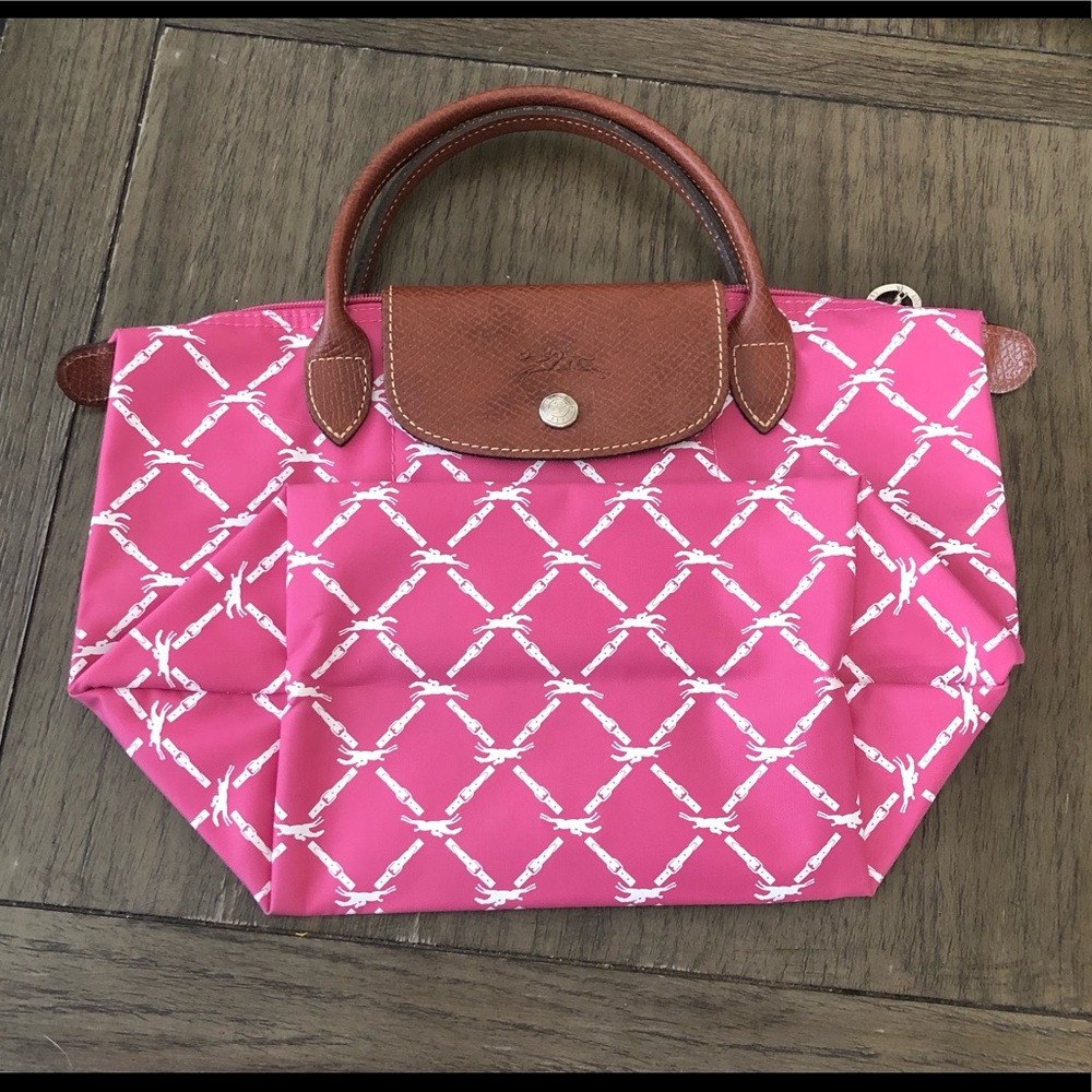 Longchamp | Small Pink Purse with White Horse Belt Logo - Picture 3 of 6